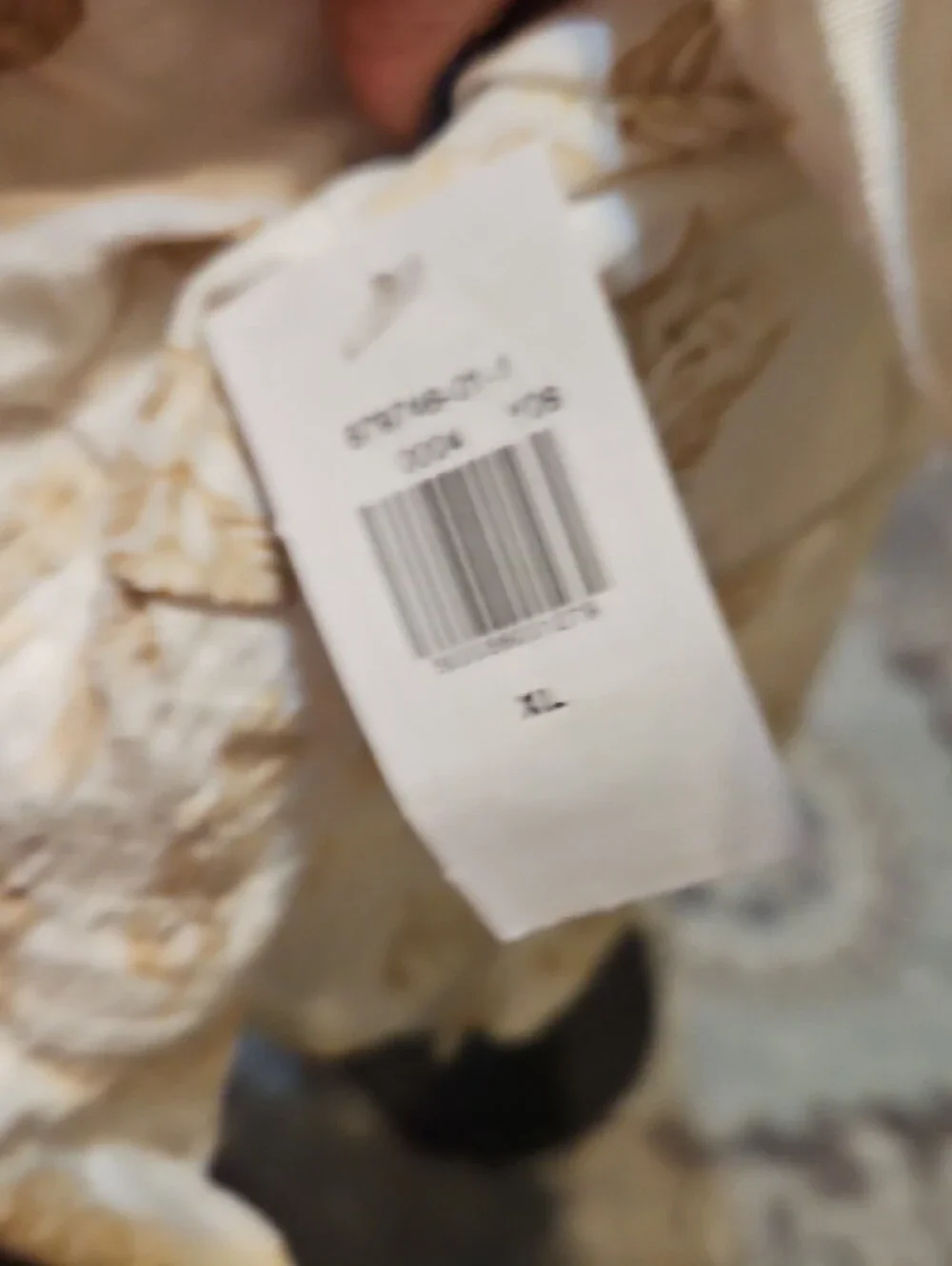 Old Navy Cream Peasant Blouse with Beige Leaf Print